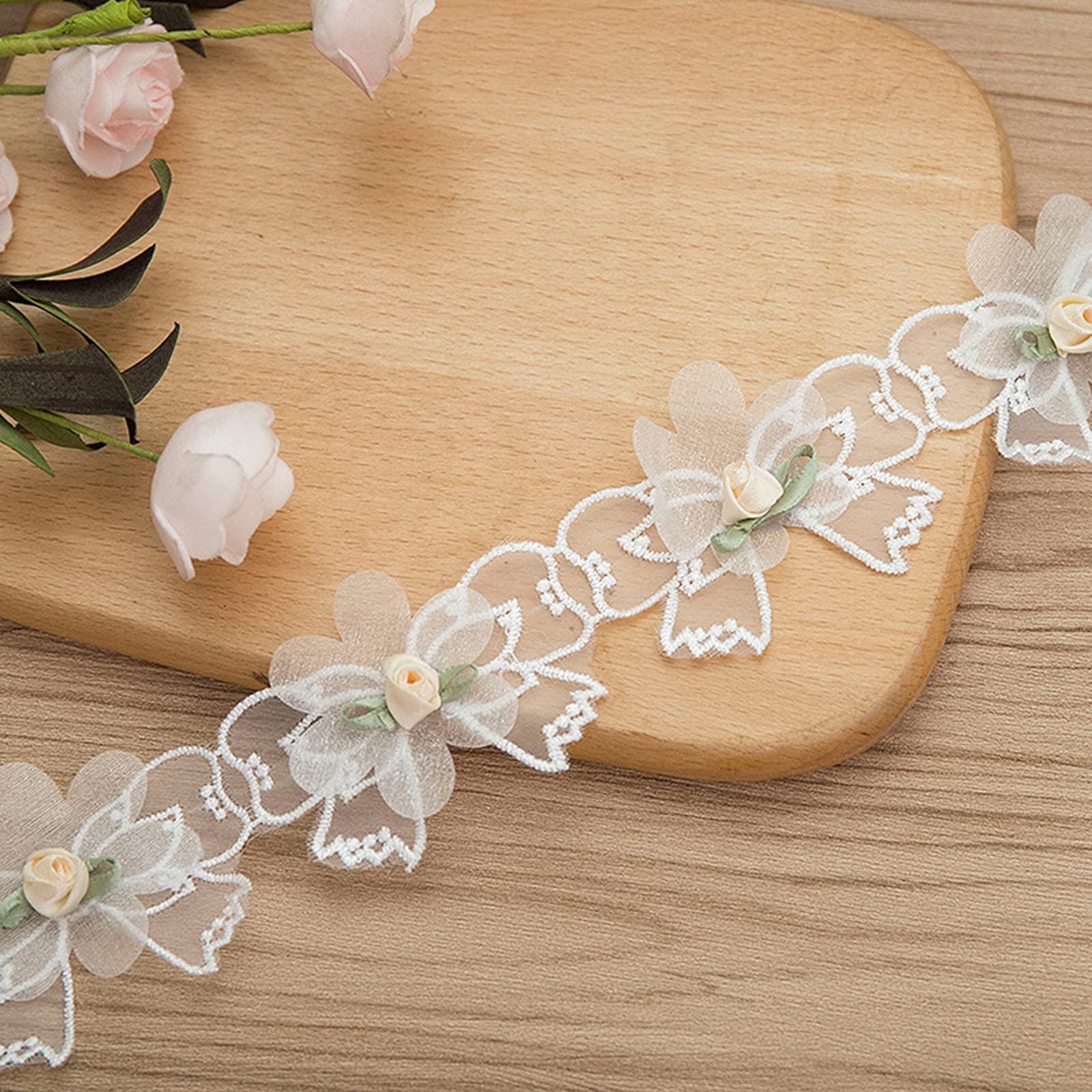 HASTHIP® 1 Yard White Flower Lace Ribbon, Personalized Pearl Floral Beaded Embellishments Sewing Fabric Trim Dresses Bridal Dress Hair Party Clothes Decoration Tassels HASTHIP® 1 Yard White Flower Lace Ribbon, Personalized Pearl Floral Beaded Embellishments Sewing Fabric Trim Dresses Bridal Dress Hair Party Clothes Decoration Tassels